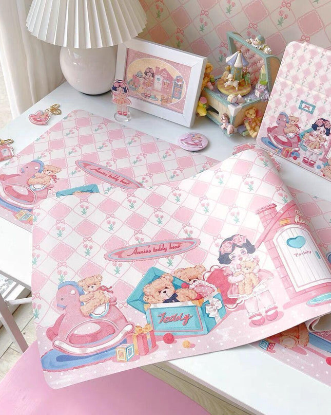 Adorable Kawaii Pink Bunny Oversized Desk Mat - Cute, Functional, and Non-Slip!