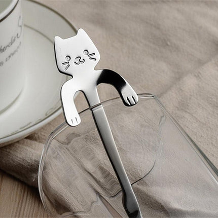 Whimsical Cat-Inspired Stainless Steel Spoon Set in Stylish Tones