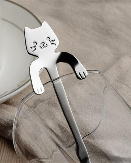 Whimsical Cat-Inspired Stainless Steel Spoon Set in Stylish Tones