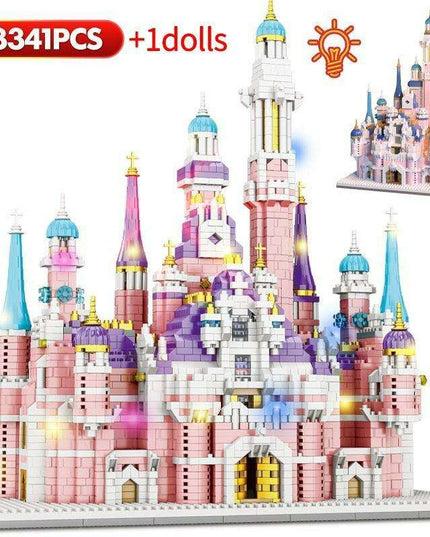 Magical LED Princess Castle Building Blocks Set with Mini House and Dolls for Girls
