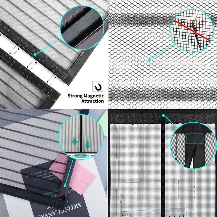 Magnetic Bug-Blocking Door Screen with Automatic Closure for Wide Entryways
