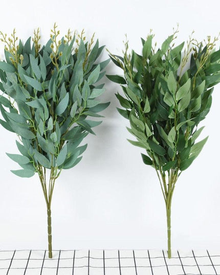 Lifelike Green Willow and Leaf Silk Arrangement - 51cm