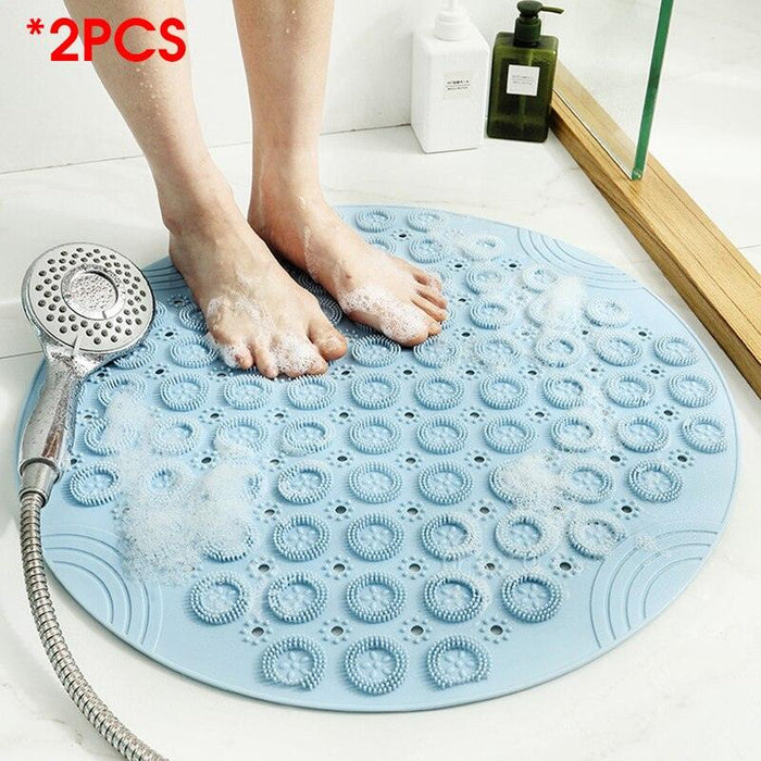 Non-Slip Circular Shower Mat with Textured Surface and Drainage System