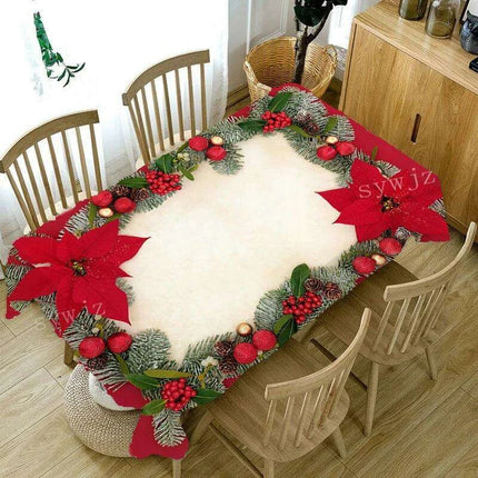 Joyful Christmas Striped Tablecloth - Waterproof Festive Home Decor