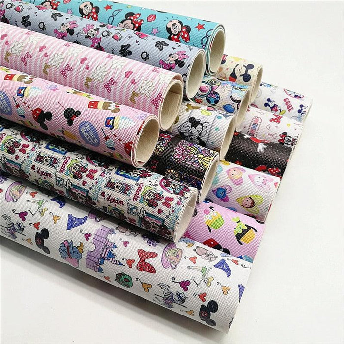 Crafty Cartoon Print Synthetic Leather Crafting Rolls Duo - 20*134cm x 2