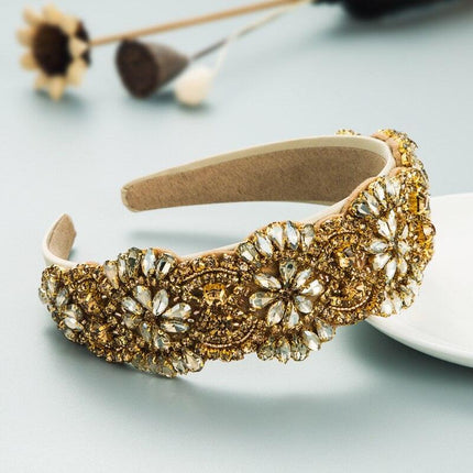 Opulent Floral Rhinestone Hairband - Elegant Botanical Headpiece for Discerning Women