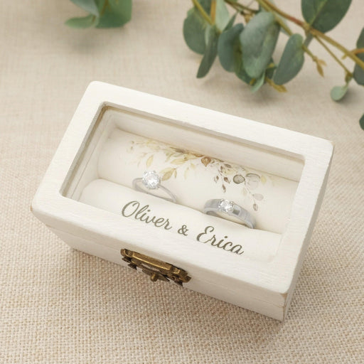 Personalized Wedding Ring Box with Customizable Details