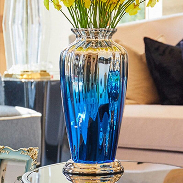 Luxury Botanica Gradient Sapphire Blue Glass Vase