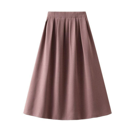 Chic Korean High Waist Pleated Midi Skirt: Effortless Office to After-Hours Style