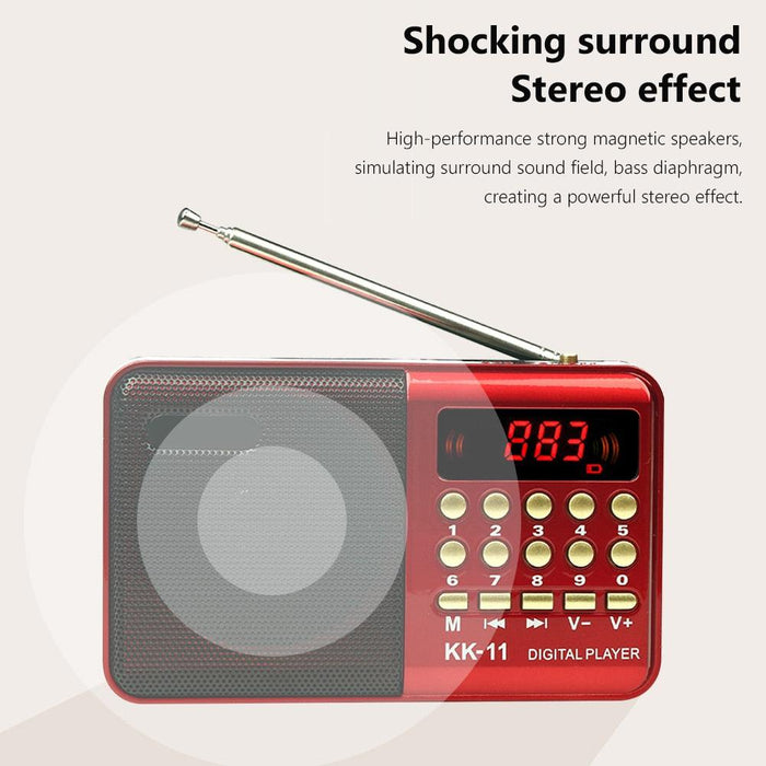 Portable Radio Player for Seniors - Compact MP3 Music Player with USB Charging and FM Radio