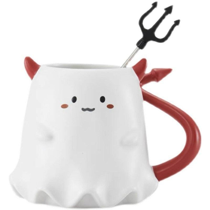Fiery Fiendish Ceramic Mug Set for Halloween