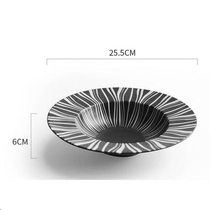 Stylish Black Geometric Dinner Plates - Luxe Dining Essentials for Exquisite Meals