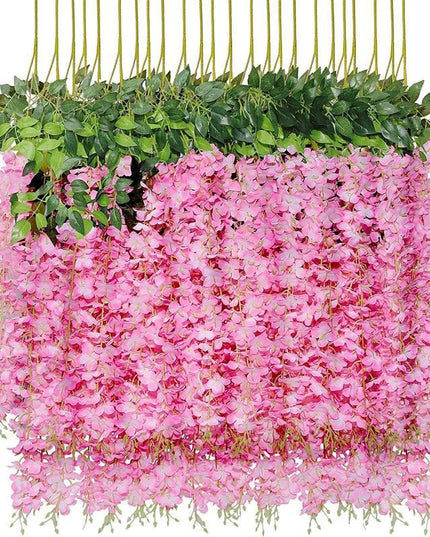 Elegant Silk Wisteria Vine Set - 12 Artificial Floral Garlands for Weddings and Home Decor