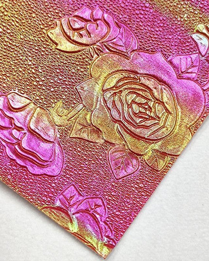Elegant Rose Embossed Faux Leather Craft Sheets for Creative Projects