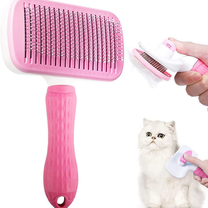 Ergonomic Long-Hair Dog Grooming Brush for Gentle Care