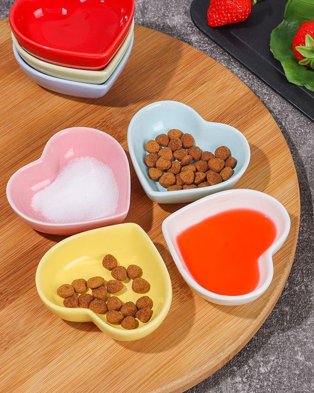 Romantic Heart-Shaped Ceramic Sauce Dish Set - Elegant Dining Accessories