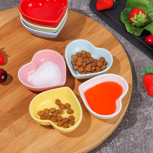 Heart-Shaped Ceramic Sauce Dishes Bundle - 6-Piece Romantic Dining Set