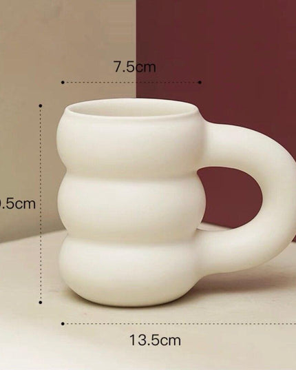 Whimsical Tire-Designed Ceramic Coffee Mug Featuring Playful Girl Illustration