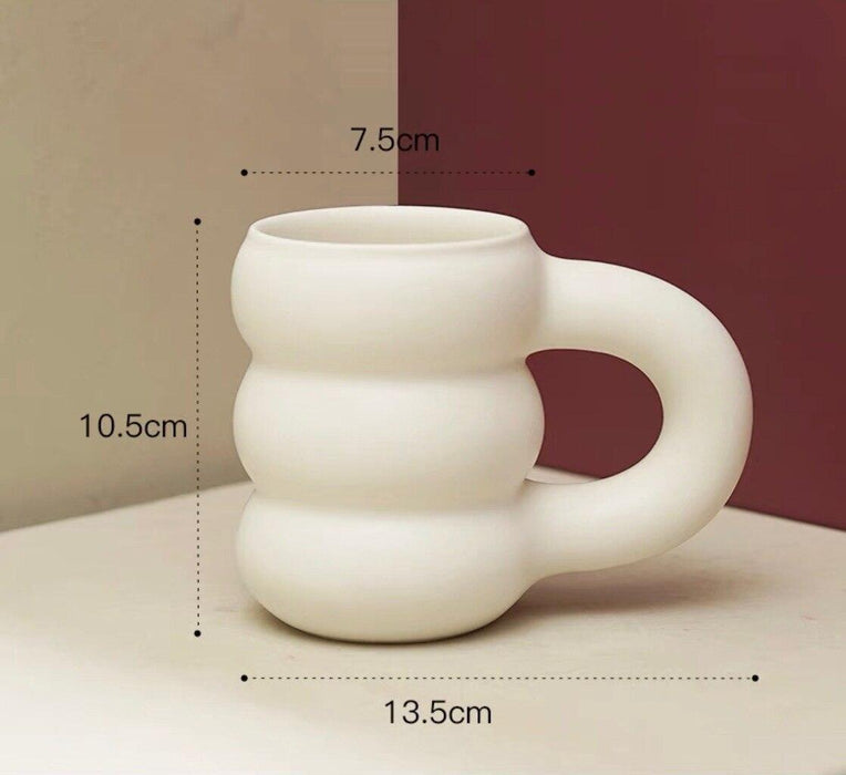 Whimsical Tire-Designed Ceramic Coffee Mug Featuring Playful Girl Illustration