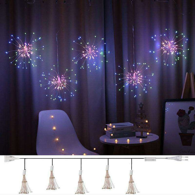 500LEDs Holiday Fireworks Fairy Lights - Versatile Curtain String Light for Enchanting Bedroom Decor with 8 Custom Functions