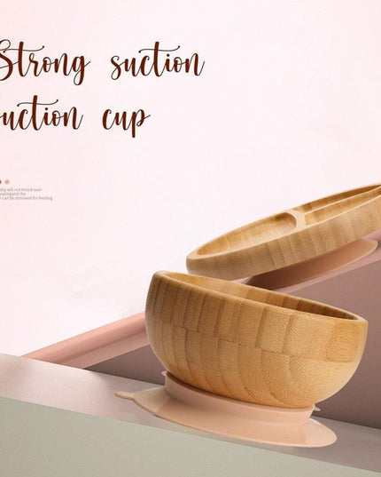 Bamboo Baby Feeding Set with Suction Plates and Rattle Toy - 7-Piece Collection