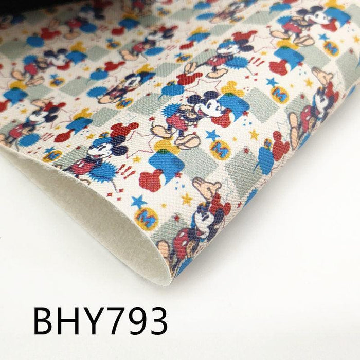 Cartoon Print Synthetic Leather Sheet - Versatile A4 Crafting Material