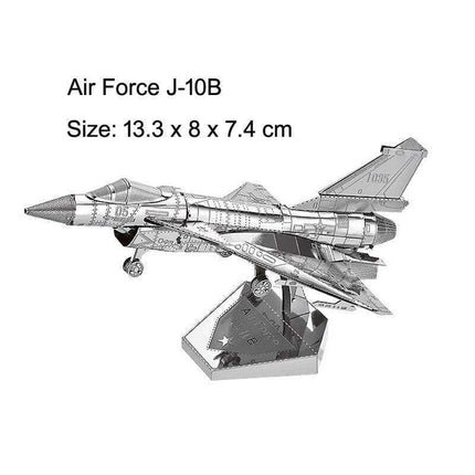 Stainless Steel 3D Jet Fighter Model Construction Set - Engaging DIY Puzzle for All Ages