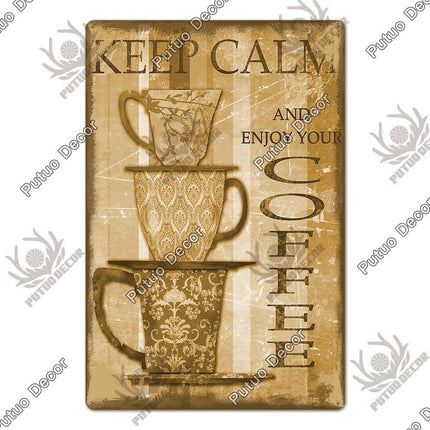 Retro Coffee Metal Sign - Chic Wall Decor for Kitchen, Cafe, or Bar