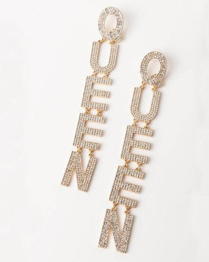 Queenly Elegance Drop Earrings - Opulent Bridal Accessory