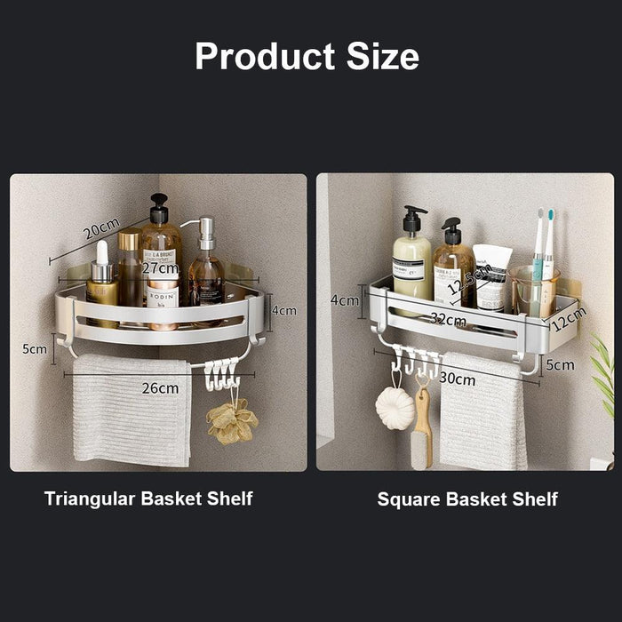 Aluminum Bathroom Storage Solution with Rust-Proof Large Capacity Corners