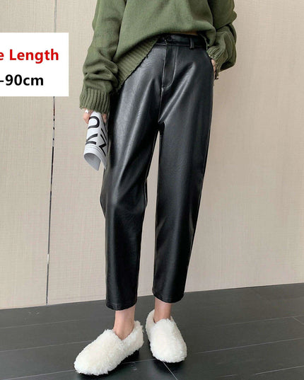 Elegant Seoulish Vegan Leather Trousers for Women - Ideal for Autumn/Winter Fashion