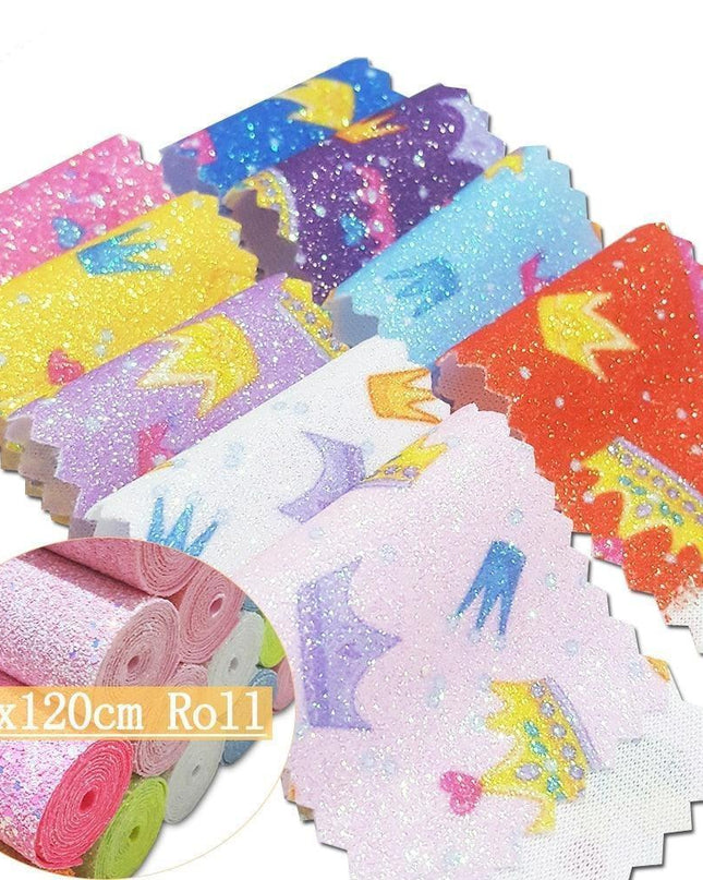 Sparkling Crown Glitter Fabric Roll - Premium Crafting Material for Elegant Projects