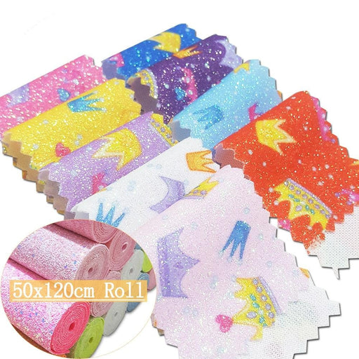 Crown Sparkle Glitter Fabric Roll - Jumbo Size 50x120cm