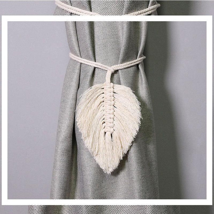 Nordic Elegance: Hand-Woven Cotton Rope Curtain Straps with Tassel Ornaments