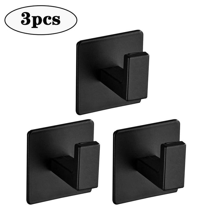 Sleek Black Wall Hook Organizer Set - Modern Storage Solution with Hassle-Free Installation