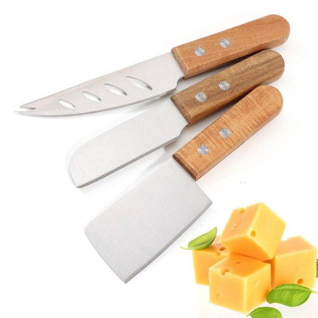 Sophisticated Acacia Wood Cheese Knife Set - Deluxe 3-Piece Collection