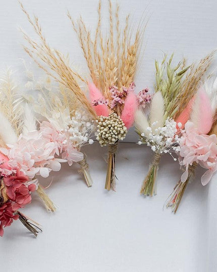 Vibrant Dried Hydrangea and Pampas Grass Set - 6 Colorful Mini Packs