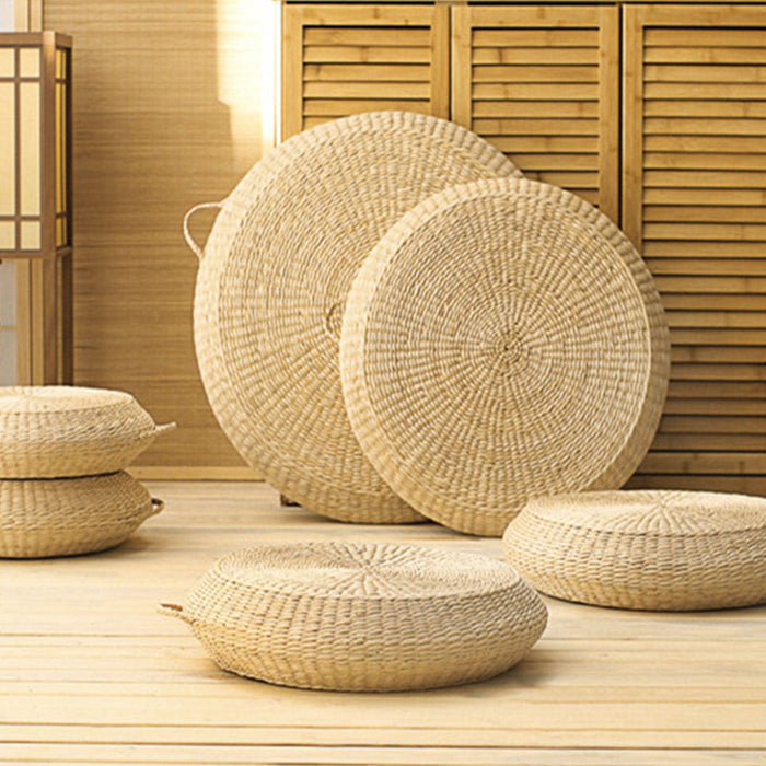 Handmade Tatami Floor Cushion with Natural Dandelion