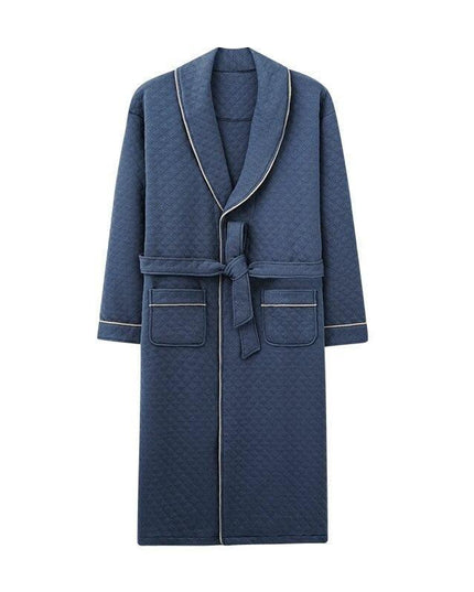 Sophisticated Comfort: Three-Layer Grey Cotton Men's Bathrobe for Winter Relaxation