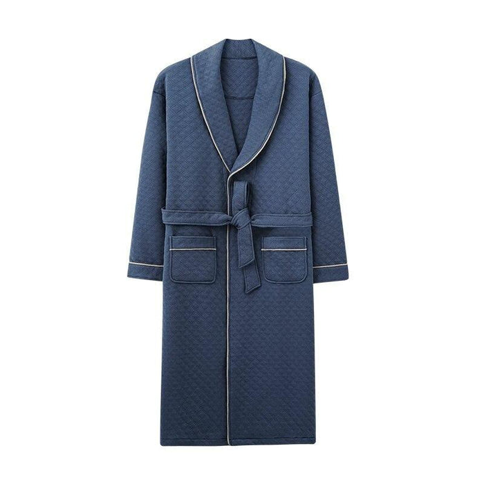 Winter Luxury Botanica Shawl Collar Bathrobe Three Layer Cotton Plus Size 4XL Robe for Gentlemen Simple Style Robe Grey Elegant Robe