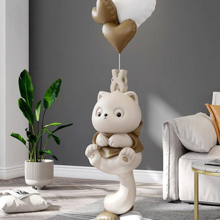 Charming Handmade Long-Tailed Cat Figurine for Elegant Home Accent