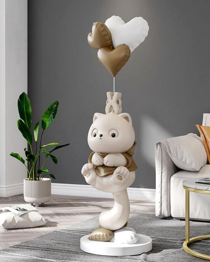 Charming Handmade Long-Tailed Cat Figurine for Elegant Home Accent