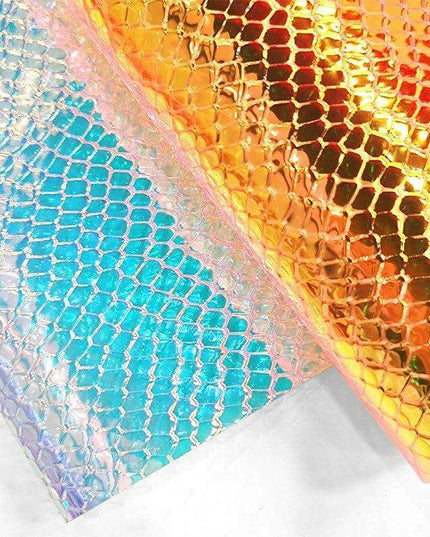 Iridescent Rainbow Snakeskin Holographic PVC Craft Fabric - Perfect for Artistic Creations