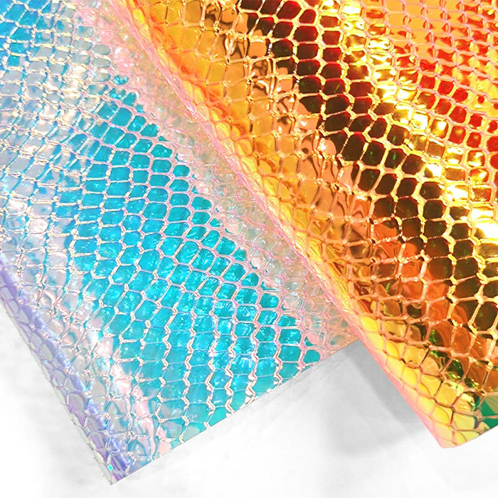 Iridescent Rainbow Snake Textured PVC Fabric - Crafters' Delight