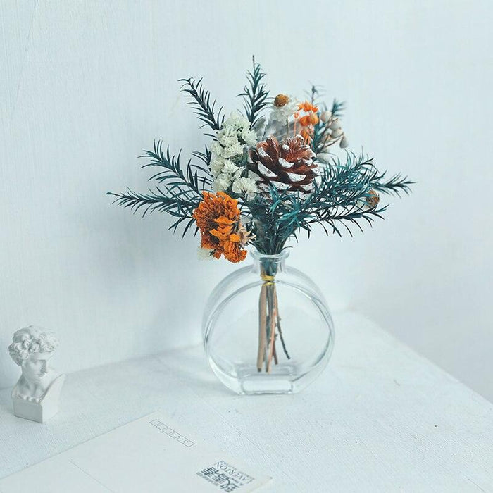 Pastoral Elegance: Handcrafted 25CM Natural Dried Flower Arrangement