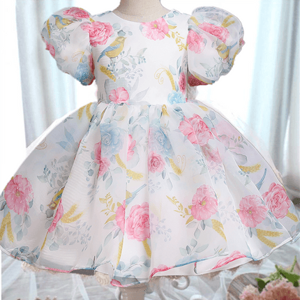 Charming Floral Bow-Back Dress for Young Royalty