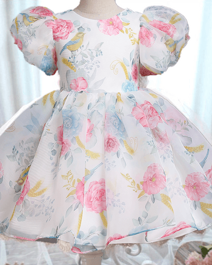 Charming Floral Bow-Back Dress for Young Royalty