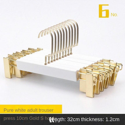 Elegant White Wooden Hanger Set with Gold Hooks for Fashionable Closet Organization