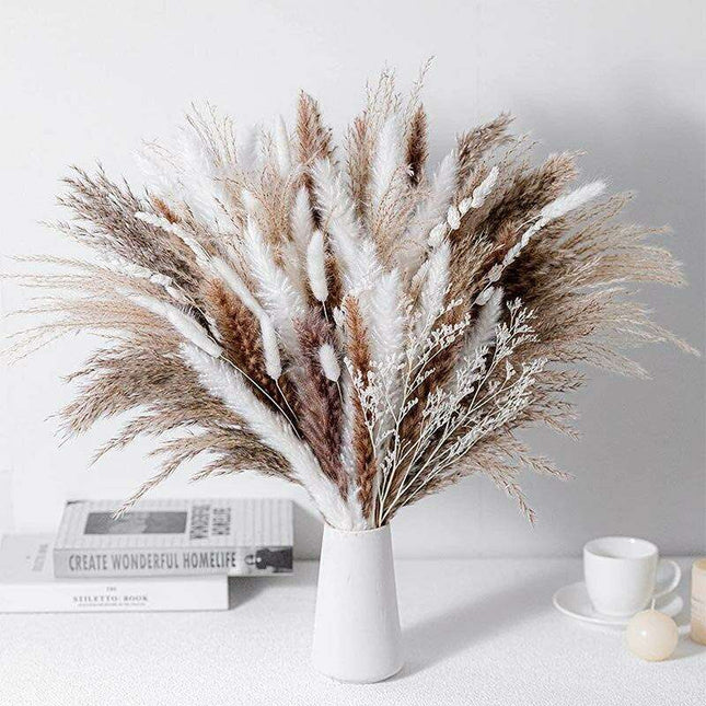 Chic Dried Pampas Grass and Bunny Tail Floral Arrangement