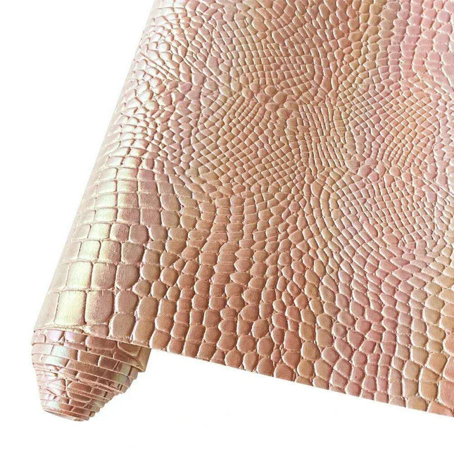Luxe Holographic Crocodile Pattern Faux Leather Craft Roll - 30x135cm
